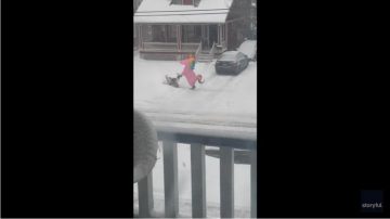 WATCH: Pink Unicorn Clears Snow In Ohio